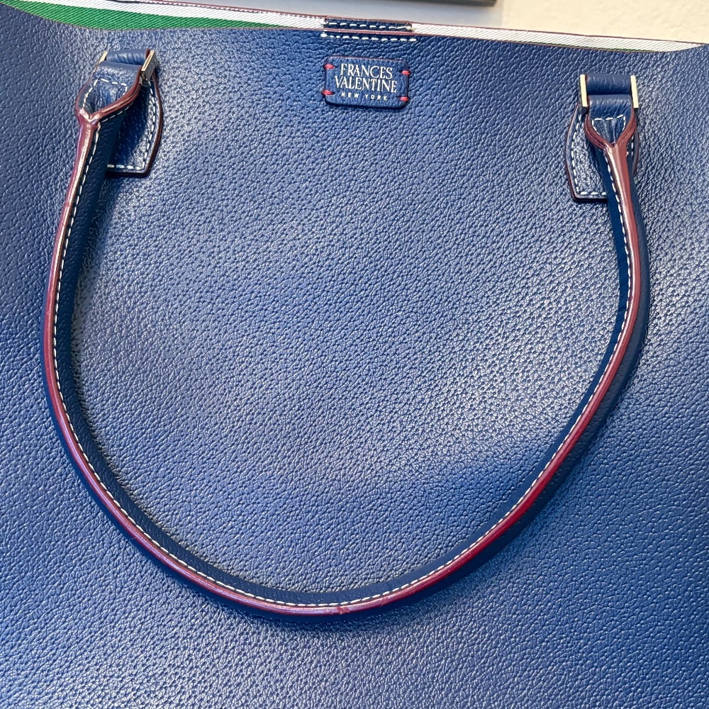Francis Valentine Royal Blue Pebbled Leather Tote • NWOT • Luxe Structured Carry